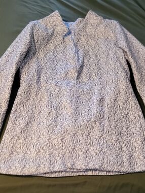 Long Sleeve Coat in White & Navy